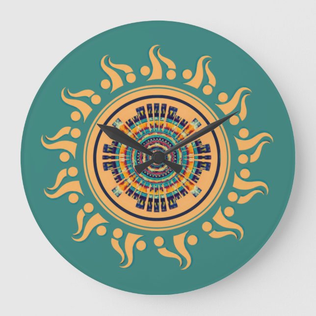 Reloj Redondo Grande Mandala del Sol (Anverso)