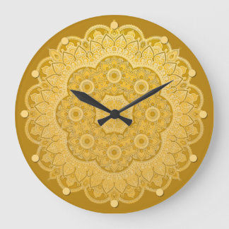 Reloj Redondo Grande Mandala dorada