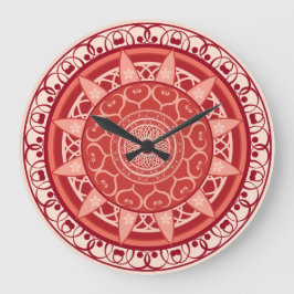 Reloj Redondo Grande Mandala en rojo