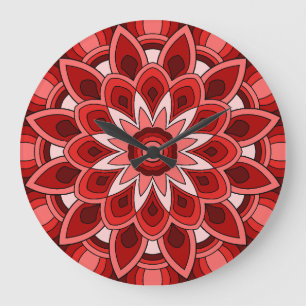 Reloj Redondo Grande Mandala en rojo