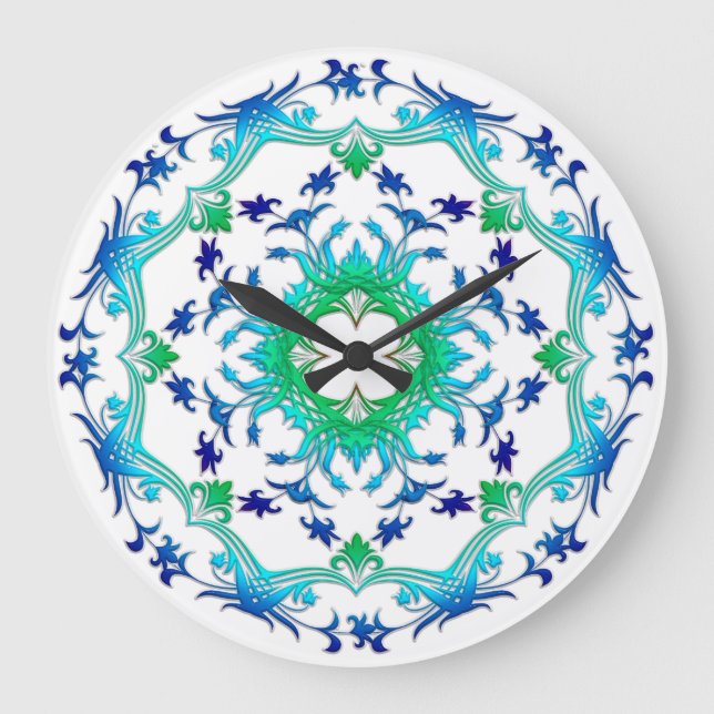 Reloj Redondo Grande Mandala. floral étnico (Anverso)