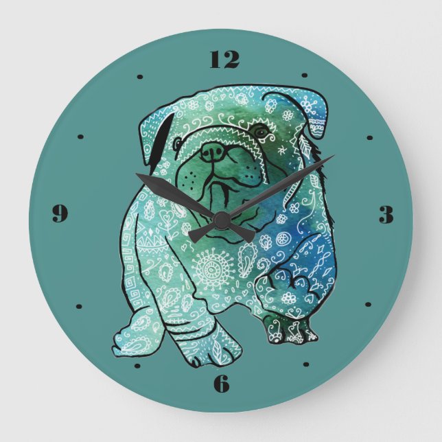 Reloj Redondo Grande Mandala French Bulldog Wall Clock (Anverso)