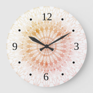 Reloj Redondo Grande Mandala geométrico de albaricoque