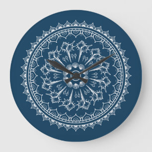 Reloj Redondo Grande Mandala hecha de Seashells