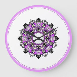 Reloj Redondo Grande Mandala in pink & purple