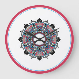 Reloj Redondo Grande Mandala in rose & blue