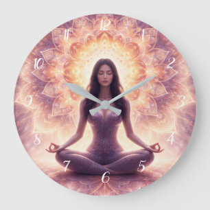 Reloj Redondo Grande Mandalá Meditación Mujer Nombre Personalizado Bril