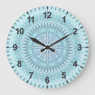 Reloj Redondo Grande Mándala moderno geométrico turquesa