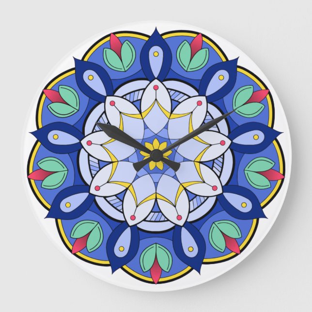Reloj Redondo Grande Mandala Pattern 01 (Anverso)