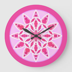 Reloj Redondo Grande Mandala pattern in pink, fuchsia and white