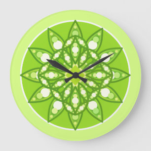Reloj Redondo Grande Mandala pattern in shades of lime green