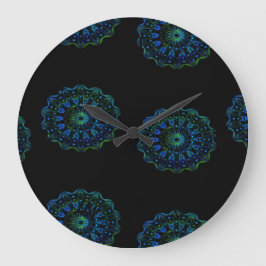 Reloj Redondo Grande Mandala verde azul