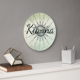 Reloj Redondo Grande Mandala vintage sobre vidrio minero personalizado