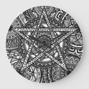 Reloj Redondo Grande Mandala WaClock - diseño blanco y negro del