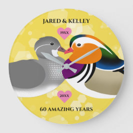Reloj Redondo Grande Mandarin Ducks Aves Amantes De Cualquier Aniversar
