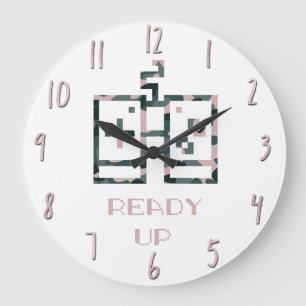 Reloj Redondo Grande Mando de juego de camuflaje rosa listo para jugado