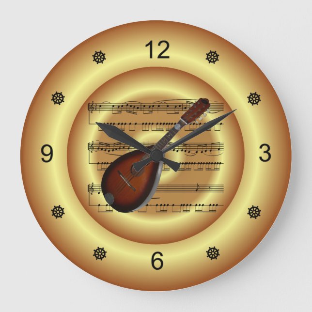 Reloj Redondo Grande Mandolin ~ Sheet Music ~ Gold Background ~  (Anverso)