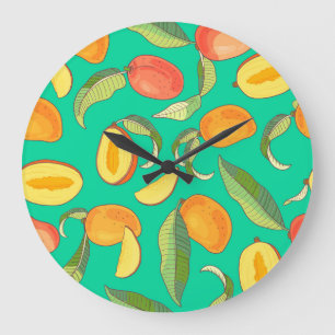 Reloj Redondo Grande Mango Medley: Patrón de fruta tropical