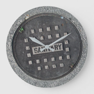 Reloj Redondo Grande Manhole Sewer Cover Sanitaria Fun Round