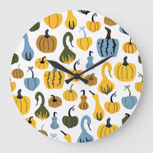 Reloj Redondo Grande Mano de Personalizado de calabazas cortas dibujada