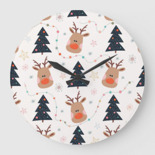 Reloj Redondo Grande Mano del árbol de renos de los navidades