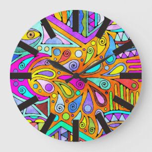 Reloj Redondo Grande Mano dibujada por EDDArt - Blah Blah 1