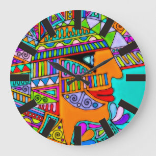 Reloj Redondo Grande Mano dibujada por EDDArt - Faraón 1