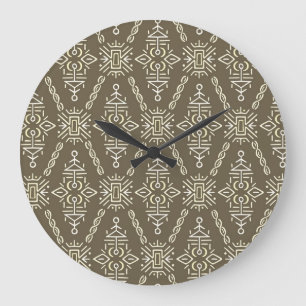 Reloj Redondo Grande Mano étnica dibujada en mosaico boho