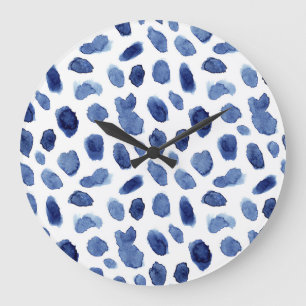 Reloj Redondo Grande Mano Pintada, Cortinas De Agua Azul.