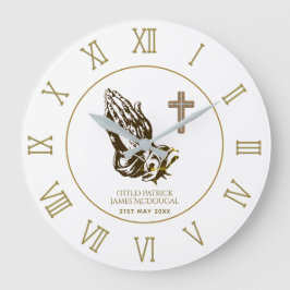 Reloj Redondo Grande Manos de oración y fe de la Iglesia Personalizada