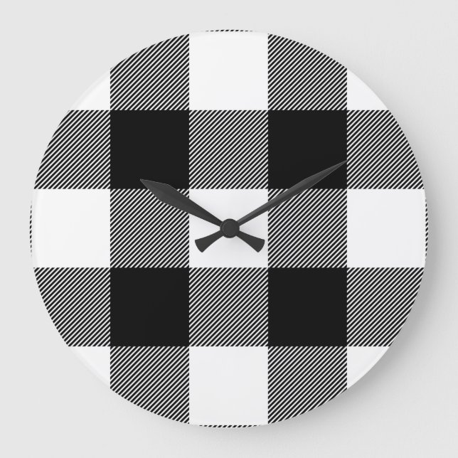 Reloj Redondo Grande manoseada de búfalo blanco y negro (Anverso)