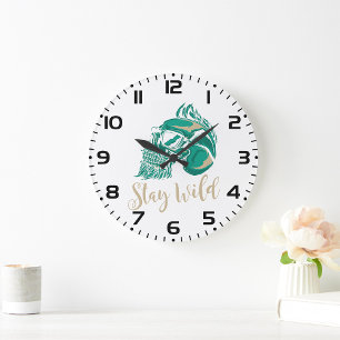 Reloj Redondo Grande Mantén Fiero Cráneo Moderno con Barba
