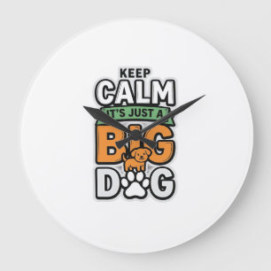 Reloj Redondo Grande Mantén la calma Gran perro Diseño vectorial vintag