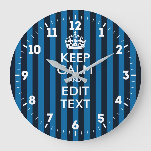 Reloj Redondo Grande Mantener la calma personalizada Obtener las franja (Anverso)