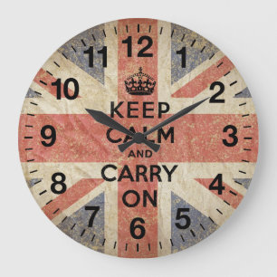 Reloj Redondo Grande Mantener la calma y continuar con la bandera del R