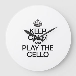 RELOJ REDONDO GRANDE MANTENER LA CALMA Y JUGAR LA CELLO