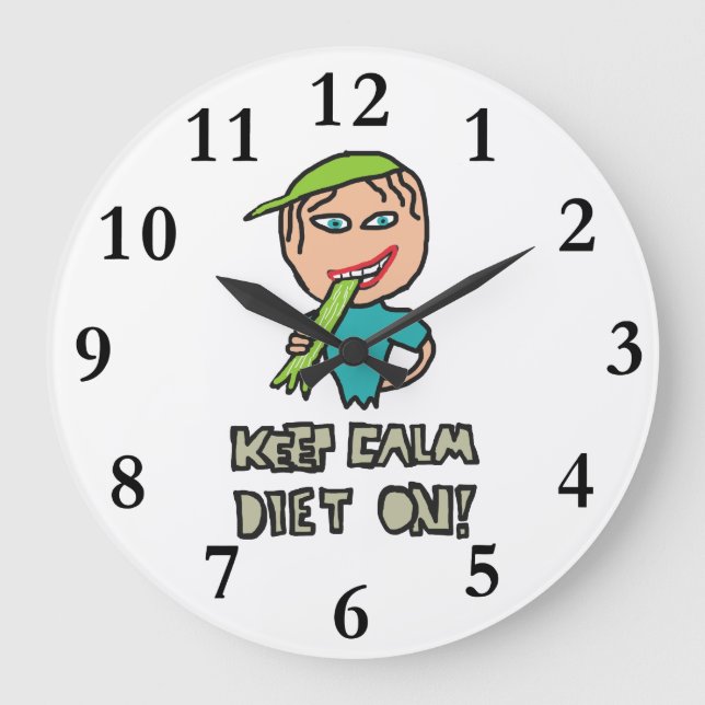Reloj Redondo Grande Mantener la dieta tranquila (Anverso)