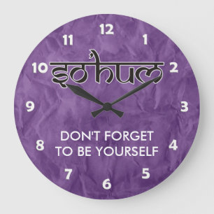 Reloj Redondo Grande Mantra SO HUM - contorno blanco y negro plano