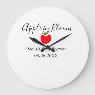 Reloj Redondo Grande Manzana en flor baby shower manzana roja nombre fe
