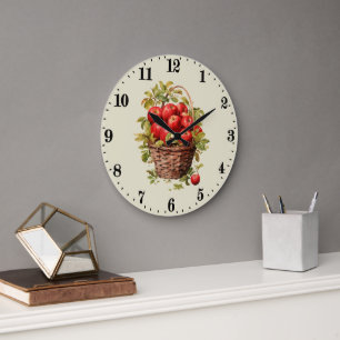 Reloj Redondo Grande Manzanas cesta linda cocina