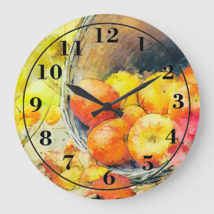 Reloj Redondo Grande Manzanas del otoño