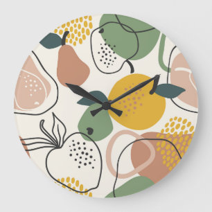 Reloj Redondo Grande Manzanas: Patrón Vintage.