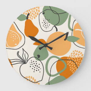 Reloj Redondo Grande Manzanas, peras: patrón vintage sin costuras.