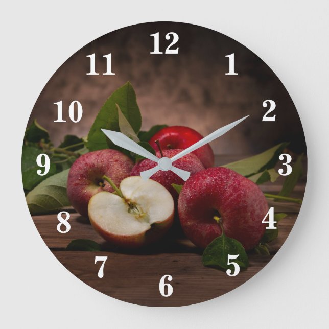 Reloj Redondo Grande Manzanas Red Delicious  (Anverso)