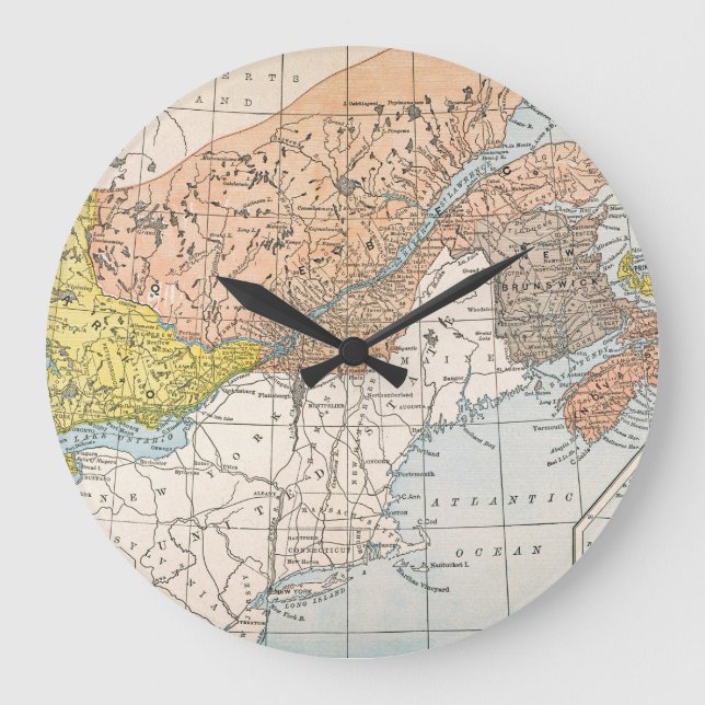 RELOJ REDONDO GRANDE MAP: EASTERN CANADA (Anverso)