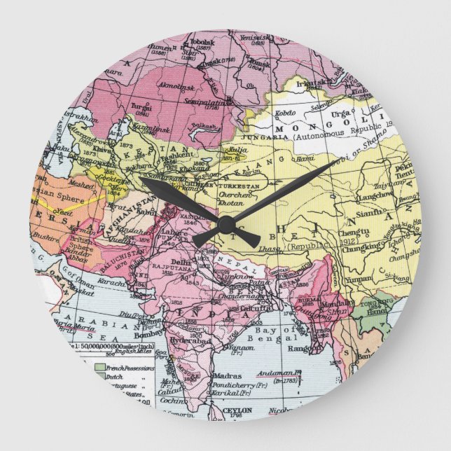 RELOJ REDONDO GRANDE MAP: EUROPE IN ASIA (Anverso)