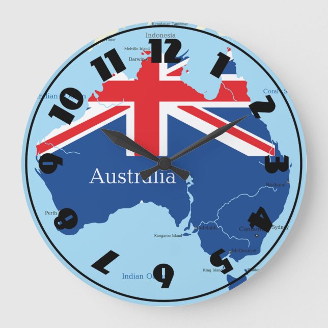 Reloj Redondo Grande Map Of Australia Clock (Anverso)