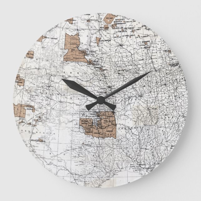 RELOJ REDONDO GRANDE MAP: RESERVATIONS, 1888 (Anverso)