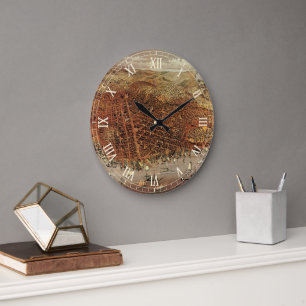 Reloj Redondo Grande Mapa aéreo antiguo, ciudad de San Francisco, Calif