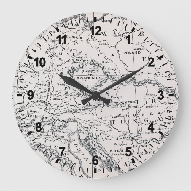 RELOJ REDONDO GRANDE MAPA: ALEMANIA Y AUSTRIA (Anverso)